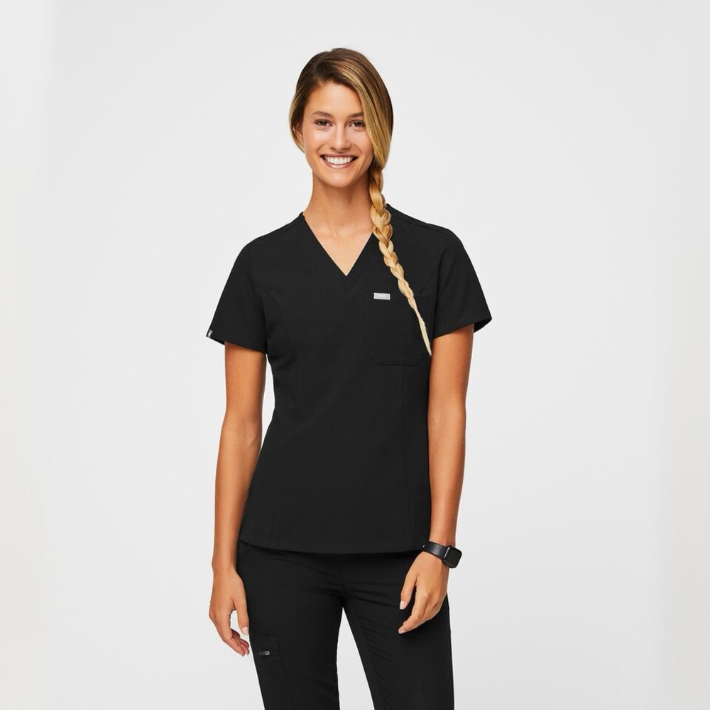 Women's Black Catarina™ - One-Pocket Scrub Top